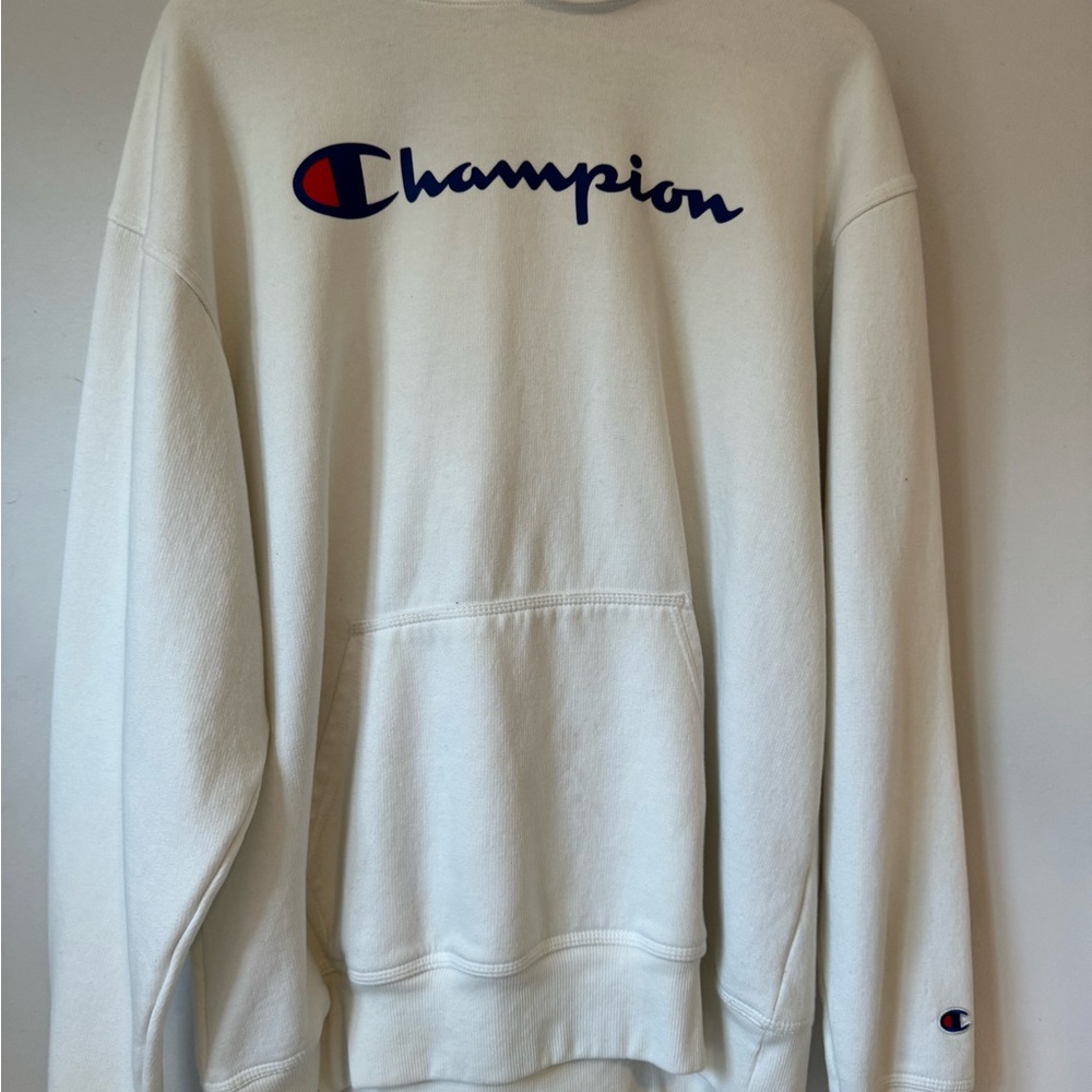 White Large Champion Hoodie